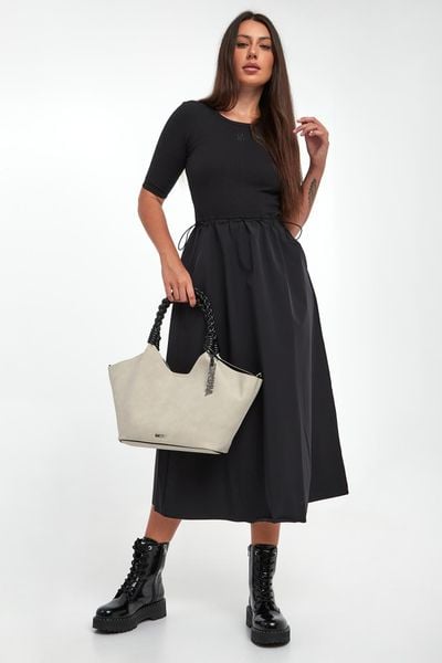 Sukienka midi DKNY. Sukienki damskie DKNY, m, bez wzorów, bez kołnierzyka, bez ramiączek, midi. Za 669.00 zł.