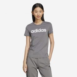 Koszulka damska ADIDAS Gym & Pilates. Szare bluzki sportowe damskie Adidas, s, z bawełny, bez kołnierzyka, bez ramiączek. Za 69.99 zł.