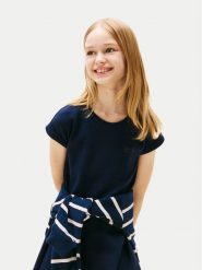 Tommy Hilfiger Sukienka codzienna Spacer KG0KG08706 D Granatowy Regular Fit. Niebieskie sukienki dziewczęce Tommy Hilfiger, bez wzorów, z bawełny, bez ramiączek. Za 229.99 zł.