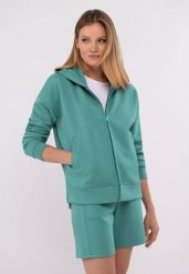 Bluza z kapturem B-FLORENCE. Niebieskie bluzy z kapturem damskie Volcano, s, z elastanu. Za 179.99 zł.