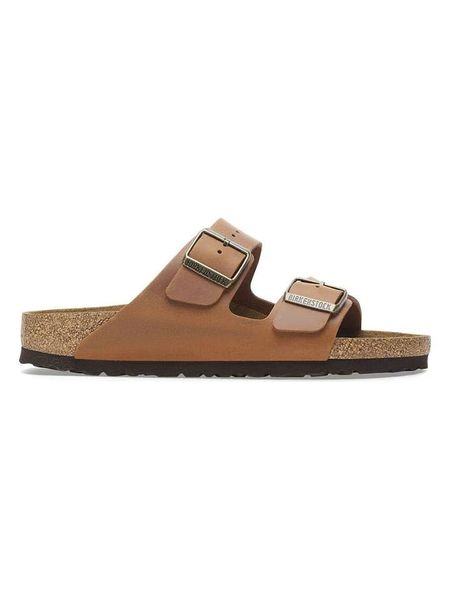 Birkenstock Skórzane klapki "Arizona" w kolorze jasnobrązowym rozmiar: 38. Brązowe klapki damskie Birkenstock, bez wzorów, bez obcasa. Za 349.73 zł.