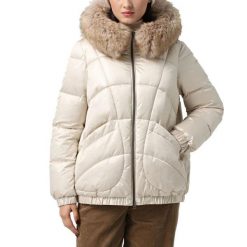 Kurtka GEOX W BACKSIE Niebieski. Niebieskie kurtki damskie Geox, bez wzorów, z tkaniny, bez kaptura. Za 594.99 zł.