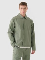4F Kurtka przejściowa koszulowa męska - oliwkowa/khaki XL. Brązowe kurtki męskie 4f, m, bez wzorów, z bawełny, klasyczne, bez kaptura. W wyprzedaży za 79.99 zł.