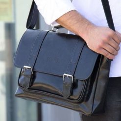 Torba męska na ramię SOLIER S25 czarna. Czarne torby męskie na ramię Solier, bez wzorów, z jeansu, do ręki. Za 179.00 zł.