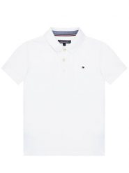 Tommy Hilfiger Polo Boys Tommy KB0KB03975 S Biały Regular Fit. Białe t-shirty chłopięce Tommy Hilfiger, bez wzorów, z bawełny, bez ramiączek. Za 159.99 zł.