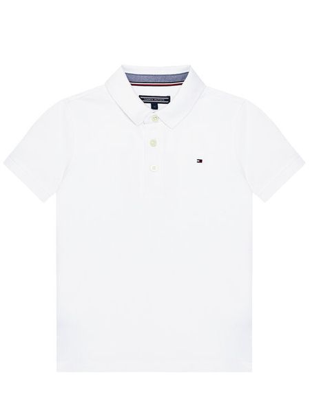 Tommy Hilfiger Polo Boys Tommy KB0KB03975 S Biały Regular Fit. Białe t-shirty chłopięce Tommy Hilfiger, bez wzorów, z bawełny, bez ramiączek. Za 109.99 zł.