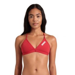 Damski top do kostiumu kąpielowego Arena Team Solid. Czerwone bikini damskie Arena, bez wzorów, moda ciążowa. Za 150.50 zł.