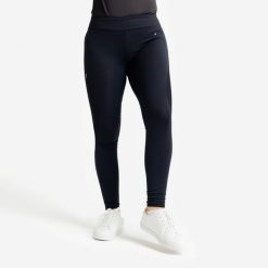 Legginsy jeździeckie damskie ciepłe z silikonowym lejem. Czarne legginsy damskie FOUGANZA, s, bez wzorów, z materiału. Za 199.99 zł.