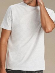 MEN`S T-SHIRT - szary. Szare t-shirty męskie Sinsay, l, bez wzorów, z bawełny, bez kołnierzyka. Za 9.99 zł.