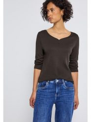 Cecil Koszulka w kolorze ciemnobrązowym rozmiar: 40. Brązowe bluzki damskie Cecil, bez wzorów, bez kołnierzyka, bez ramiączek. Za 83.45 zł.