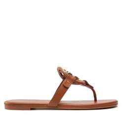 Japonki Tory Burch. Brązowe klapki damskie Tory Burch, bez wzorów, bez obcasa. Za 1,369.00 zł.