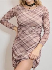 Sukienka mini w kratę - Inny. Sukienki damskie Sinsay, l, bez wzorów, bez kołnierzyka, bez ramiączek, mini. Za 39.99 zł.
