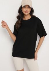 Czarny Bawełniany Klasyczny T-shirt Merovira. Czarne t-shirty damskie Born2be, uniwersalny, bez wzorów, z bawełny, bez kołnierzyka. Za 59.99 zł.