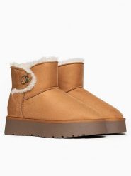 Blackfield Botki zimowe "Mebrela" w kolorze jasnobrązowym rozmiar: 37. Brązowe botki damskie Blackfield, na zimę, bez obcasa, na platformie, bez zapięcia. Za 156.24 zł.