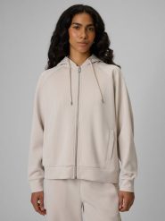 4F Bluza dresowa loose z kapturem damska - biała XL. Białe bluzy z kapturem damskie 4f, xl, z dresówki. Za 199.99 zł.