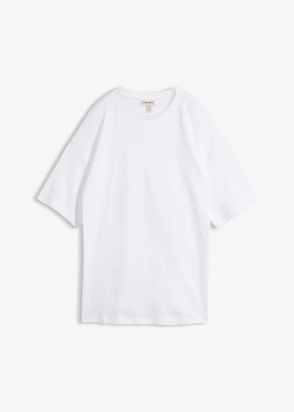 T-shirt oversize z czystej bawełny organicznej. Białe t-shirty damskie bonprix, bez wzorów, z bawełny, bez kołnierzyka. Za 67.99 zł.
