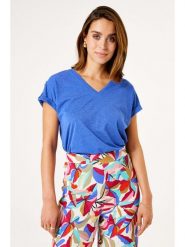 Garcia Koszulka w kolorze niebieskim rozmiar: M. Niebieskie bluzki damskie Garcia, m, bez wzorów, bez kołnierzyka, bez ramiączek. Za 86.99 zł.