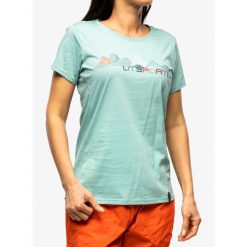 Koszulka wspinaczkowa damska La Sportiva Peaks T-Shirt. Niebieskie bluzki sportowe damskie La Sportiva, bez wzorów, bez ramiączek. Za 151.99 zł.