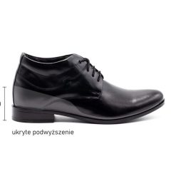 Lukas Buty męskie podwyższające 300LU czarne. Czarne buty wizytowe męskie ze skóry, bez zapięcia. Za 408.14 zł.