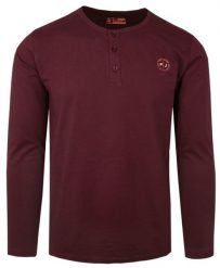 Koszulka z Długim Rękawem (Longsleeve) - Pako Jeans - Guziki Przy Dekolcie - Bordo. Czerwone koszulki męskie z długim rękawem Pako Jeans, m, z bawełny. Za 120.00 zł.