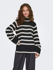 JDY Sweter w kolorze antracytowo-kremowym rozmiar: XL/XXL. Brązowe golfy damskie JDY, xl, bez wzorów, z wełny, bez ramiączek. Za 83.42 zł.