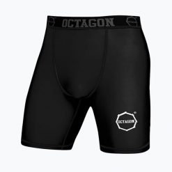 Spodenki kompresyjne męskie Octagon Logo. Czarne szorty męskie OCTAGON, bez kołnierzyka. Za 119.99 zł.