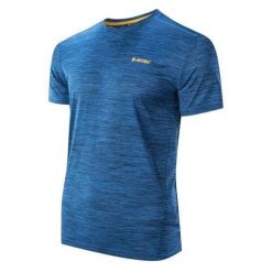 Koszulka sportowa męska Hi-Tec Hicti Classic Blue Melange Sky Captain. Niebieskie t-shirty sportowe męskie Hi-tec, l, z materiału, bez ramiączek, na fitness i siłownię. Za 82.55 zł.