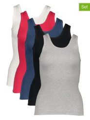 Petit Fleur Topy (5 szt.) w różnych kolorach rozmiar: 46. Topy damskie Petit Fleur, bez wzorów, z bawełny, bez kołnierzyka. Za 65.38 zł.