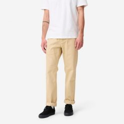 Spodnie chinos na deskorolkę CN500 Heavy beżowe. Brązowe szorty męskie Decathlon, bez wzorów, z bawełny, sportowe. Za 159.99 zł.