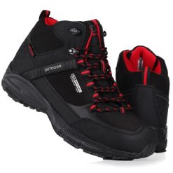 Buty męskie trekkingowo górskie DK PREDATOR HIGH SOFTSHELL. Czarne buty sportowe na co dzień męskie DK, z softshellu, bez zapięcia. Za 199.00 zł.