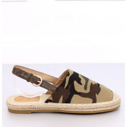 Zielone Espadryle z odkrytą piętą moro HH-119 Camouflage. Zielone espadryle damskie ButyModne, bez wzorów, z materiału, bez obcasa. Za 66.01 zł.