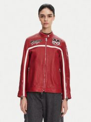 PINKO Kurtka skórzana 105296 Bordowy Regular Fit. Czerwone kurtki damskie Pinko, bez wzorów, ze skóry, bez kaptura. W wyprzedaży za 1,789.00 zł.