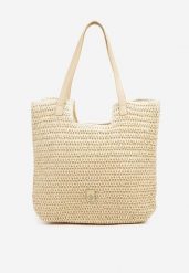Beżowa Torebka Typu Shopperka z Plecionki Feliswela. Brązowe shopper bag damskie Renee, bez wzorów, z jeansu, bez dodatków. Za 59.99 zł.