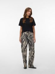 Vero Moda Spodnie w kolorze beżowo-czarnym rozmiar: XS. Brązowe spodnie materiałowe damskie Vero Moda, bez wzorów, z materiału, klasyczne. Za 66.31 zł.
