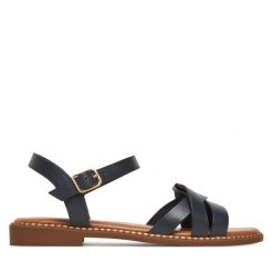 Sandały Lasocki. Niebieskie sandały damskie Lasocki, bez wzorów, bez obcasa, na płaskiej podeszwie. Za 149.99 zł.