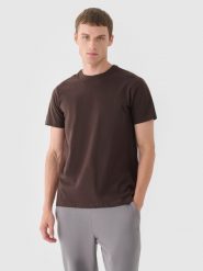 4F T-shirt regular gładki męski - brązowy M. Brązowe t-shirty męskie 4f, m, bez wzorów, z bawełny, bez kołnierzyka. W wyprzedaży za 29.99 zł.