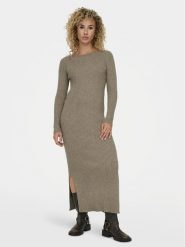 ONLY Sukienka dzianinowa Katia 15324649 Beżowy Slim Fit. Brązowe sukienki damskie Only, l, bez wzorów, z dzianiny, bez kołnierzyka, bez ramiączek. Za 119.99 zł.