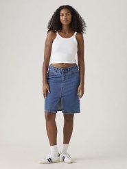Levi's Spódnica dżinsowa w kolorze niebieskim rozmiar: W26. Niebieskie spódniczki damskie Levi's, s, z aplikacjami, klasyczne, z podwyższonym stanem, midi, proste. Za 135.49 zł.