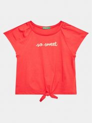 United Colors Of Benetton T-Shirt 3096G108Y Czerwony Regular Fit. Czerwone koszulki dziewczęce United Colors Of Benetton, bez wzorów, z bawełny, bez ramiączek. Za 69.99 zł.