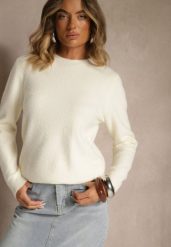 Jasnobeżowy Sweter z Wełną ze Ściągaczami Furrive. Brązowe swetry klasyczne damskie Renee, z jeansu, bez kołnierzyka. Za 69.99 zł.