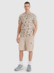 4F Spodenki casual cargo męskie - beżowe XL. Brązowe szorty męskie 4f, z bawełny, bez kołnierzyka. W wyprzedaży za 89.99 zł.