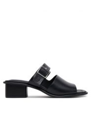 Calvin Klein Jeans Klapki Heel Square Mg Buckle Lth YW0YW01701 Czarny. Czarne klapki damskie Calvin Klein Jeans, bez wzorów, z jeansu, bez obcasa. Za 379.99 zł.