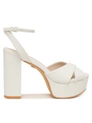 Buffalo Sandały Kya Cross 1291685 Biały. Białe sandały damskie Buffalo, bez wzorów, ze skóry, bez obcasa, na słupku. Za 429.99 zł.