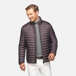 Kurtka GEOX M4625G Brązowy. Brązowe kurtki męskie Geox, m, bez wzorów, z puchu, bez kaptura. Za 486.99 zł.