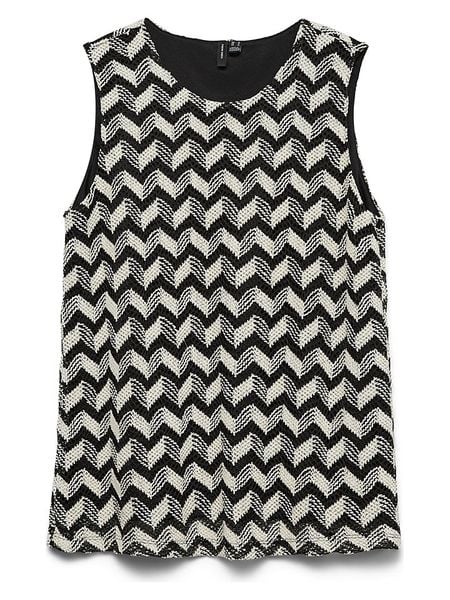 Vero Moda Bluzka w kolorze czarno-kremowym rozmiar: XS. Czarne bluzki damskie Vero Moda, xs, bez wzorów, bez kołnierzyka, bez ramiączek. Za 68.95 zł.