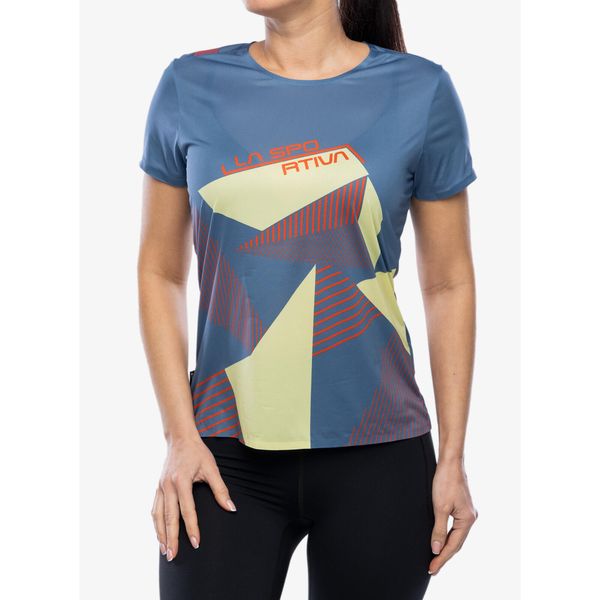 Koszulka wspinaczkowa damska La Sportiva Comp T-Shirt. Niebieskie bluzki sportowe damskie La Sportiva, bez wzorów, bez ramiączek. Za 188.99 zł.
