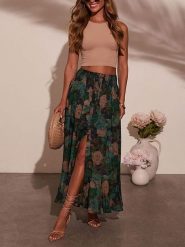 Milan Kiss Spódnica w kolorze zielono-granatowym rozmiar: XL. Niebieskie spódniczki damskie Milan Kiss, xl, bez wzorów, z podwyższonym stanem, maxi. Za 130.81 zł.