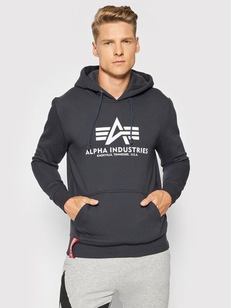 Alpha Industries Bluza Basic 178312 Granatowy Regular Fit. Niebieskie bluzy bez kaptura męskie Alpha Industries, m, z bawełny. Za 249.99 zł.