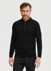 PAKO LORENTE – Sweter polo w kolorze czarnym. Czarne swetry męskie Pako Lorente, na wiosnę, m, bez wzorów, z poliesteru, bez kołnierzyka. Za 299.99 zł.