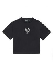 EA7 Emporio Armani T-Shirt 7G000042 AF12503 UC001 Czarny Relaxed Fit. Czarne koszulki dziewczęce EA7 Emporio Armani, bez wzorów, z bawełny, bez ramiączek. Za 159.99 zł.